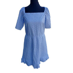 LIGHT blue & white striped dress NEW Large